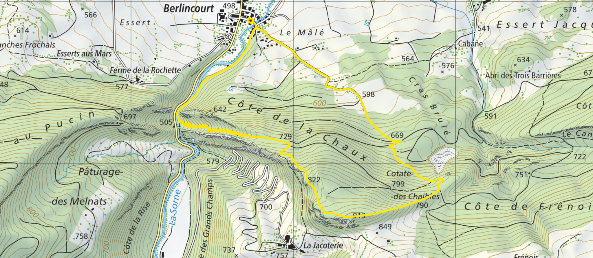 Anspruchsvollere Wanderroute über die Felsen bei La Jacotterie